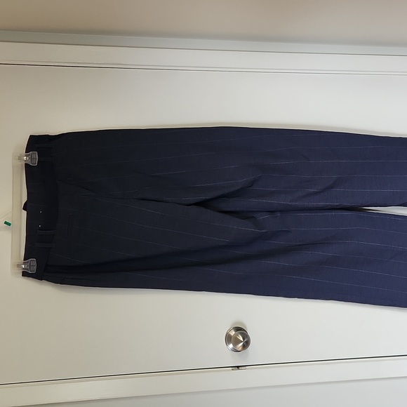 Navy pinstripe wide leg dress pants - Picture 4 of 6